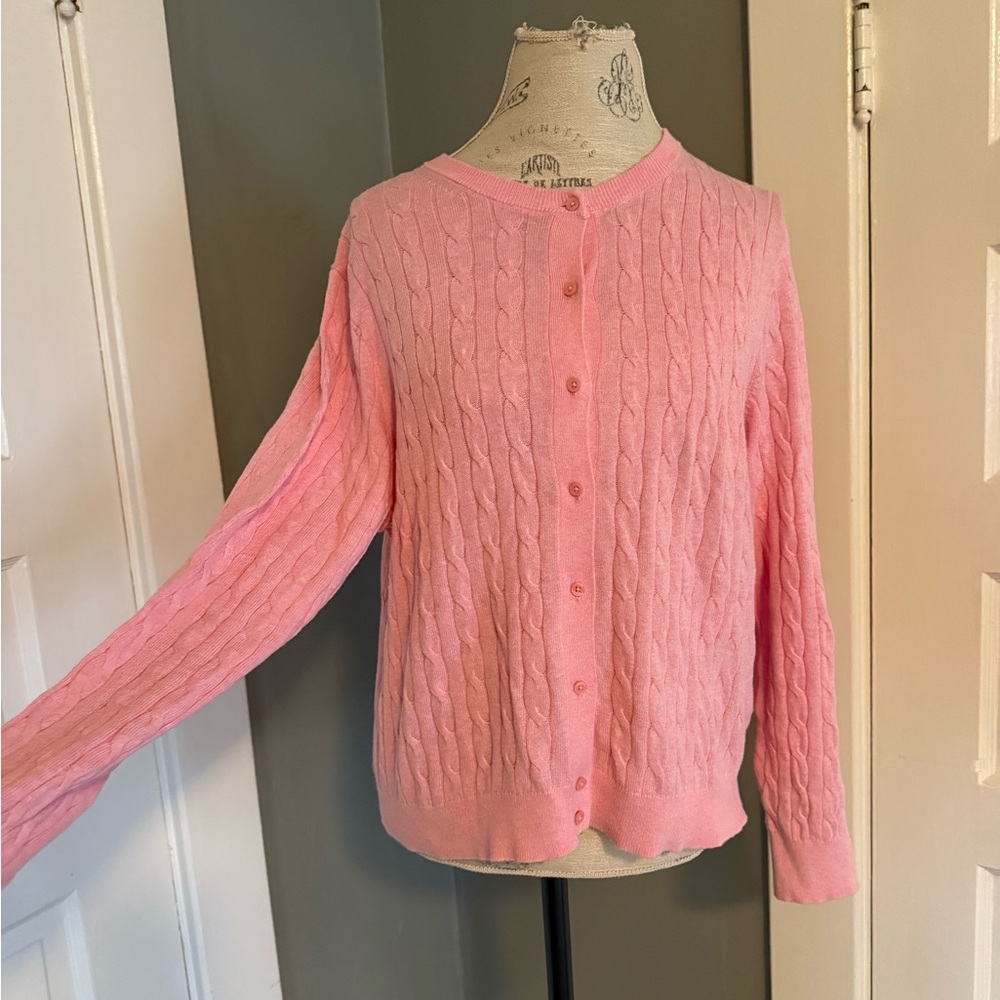J. Crew Pink Cable Knit Cardigan